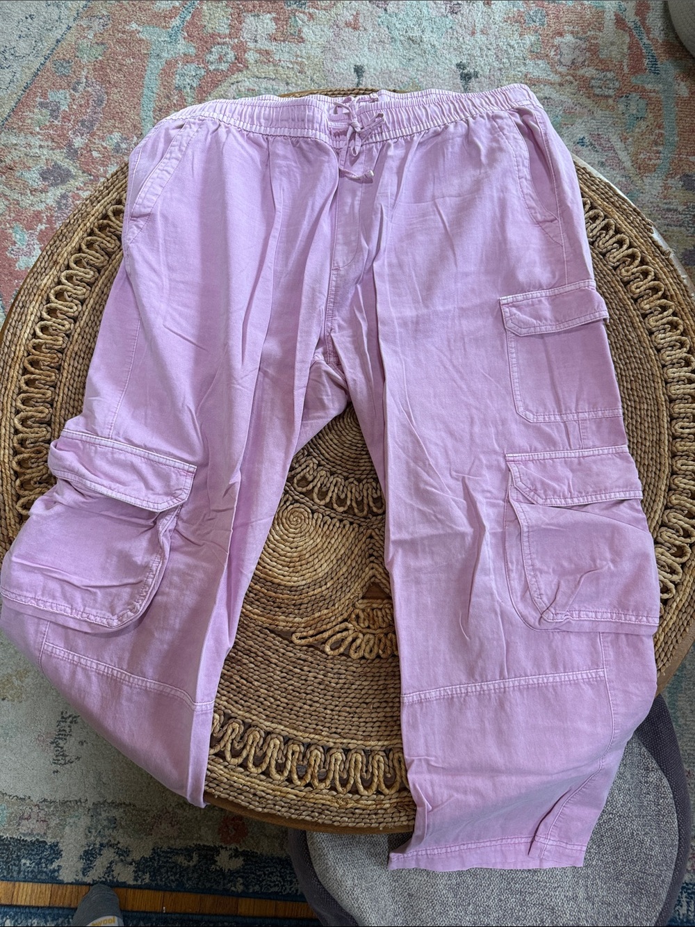 Old Navy Pink Wide-Leg Drapey Cargo Pants with Comfort Waistband